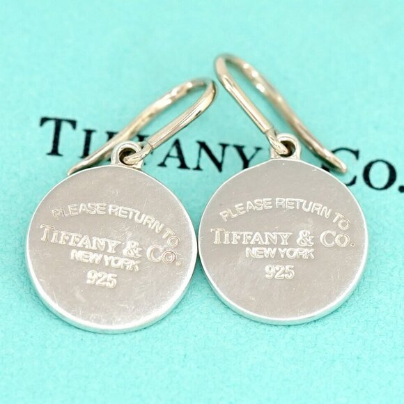 Tiffany & Co. Return to Round Hook Drop Earrings Silver 925 Auth w/Bag #37626 - Picture 1 of 6